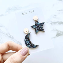 Load image into Gallery viewer, Statement Moon & Star Drop Earrings