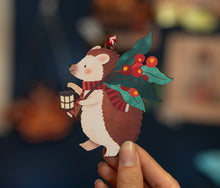 Load image into Gallery viewer, Handmade Hedgehog & Lantern Christmas Decoration