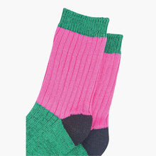 Load image into Gallery viewer, Pink & Green Colour Block Socks