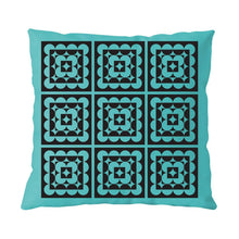 Load image into Gallery viewer, Magpie x Hornsea Squarcles Pattern Cushion in Teal