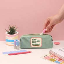 Load image into Gallery viewer, Always Stationery, Never Stationary Green Cord Pencil Case