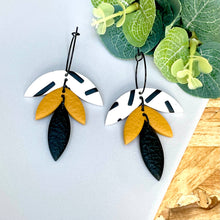 Load image into Gallery viewer, Yellow Monochrome Sprinkles Petal Drop Hoop Earrings