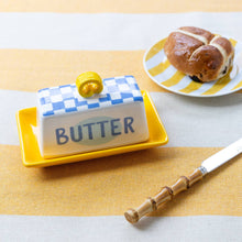 Load image into Gallery viewer, Blue Check Butter Dish