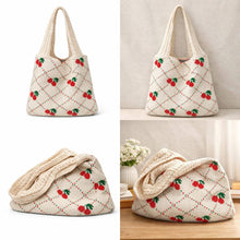 Load image into Gallery viewer, Cherry Picnic Knit Tote Bag