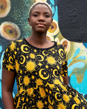 Load image into Gallery viewer, Rebel Romance Celestial Midi Stretch Smock Dress