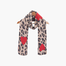 Load image into Gallery viewer, Wylda Cream Leopard and Hearts Scarf