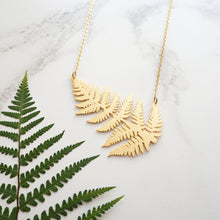 Load image into Gallery viewer, Gold Fern Statement Necklace