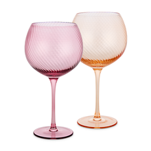 Load image into Gallery viewer, Set of 2 Pink/Peach Twist Gin Glasses