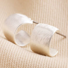 Load image into Gallery viewer, Brushed Silver Wide Huggie Hoop Earrings