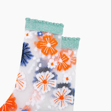 Load image into Gallery viewer, Bold Floral Combed Cotton Sheer Pop Socks