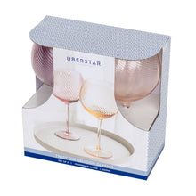 Load image into Gallery viewer, Set of 2 Pink/Peach Twist Gin Glasses