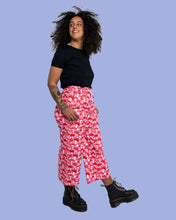 Load image into Gallery viewer, Rebel Romance Red & Pink Mushroom Wide Leg Cropped Trousers