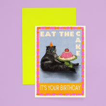 Load image into Gallery viewer, Eat The Cake Cat Birthday Greetings Card