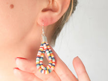 Load image into Gallery viewer, Geometric Candy Print Fabric Cord Hoop Earrings