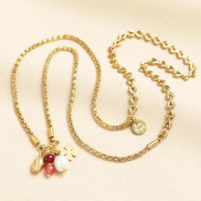 Load image into Gallery viewer, Gold Clover & Barrel Charm Necklace