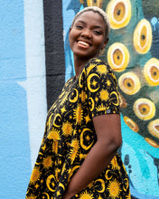 Load image into Gallery viewer, Rebel Romance Celestial Midi Stretch Smock Dress