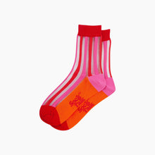 Load image into Gallery viewer, Stripe Sheer and Combed Cotton in Red/Orange