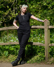 Load image into Gallery viewer, Rebel Romance Jet Black Stretch Dungarees