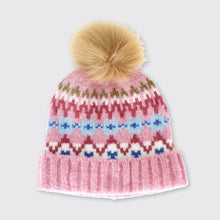 Load image into Gallery viewer, Carla Pink Fairisle Bobble Hat