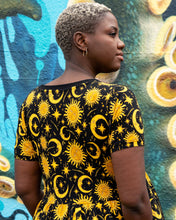 Load image into Gallery viewer, Rebel Romance Celestial Midi Stretch Smock Dress