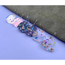 Load image into Gallery viewer, Black Rainbow Glitter Mini Arch Drop Earrings