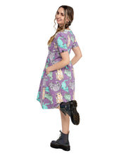Load image into Gallery viewer, Rebel Romance Purrfect Cats T-Shirt Dress with Pockets