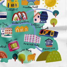 Load image into Gallery viewer, Sheffield Map Tea Towel