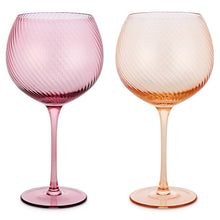 Load image into Gallery viewer, Set of 2 Pink/Peach Twist Gin Glasses