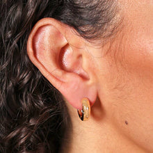 Load image into Gallery viewer, Gold Crystal Stars Huggie Hoop Earrings