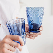 Load image into Gallery viewer, Set of 4 Blue Fish Stacking Drinking Glasses