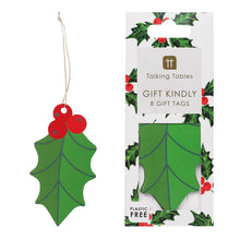 Load image into Gallery viewer, Pack of 8 Holly Christmas Gift Tags