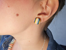 Load image into Gallery viewer, Geometric Candy Print Fabric Stud Earrings