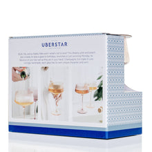 Load image into Gallery viewer, Set of 2 Pink/Peach Twist Champagne Coupe Glasses