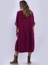 Load image into Gallery viewer, Magenta Corduroy Smock Dress