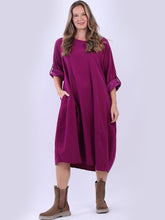 Load image into Gallery viewer, Magenta Corduroy Smock Dress