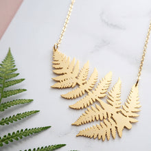 Load image into Gallery viewer, Gold Fern Statement Necklace