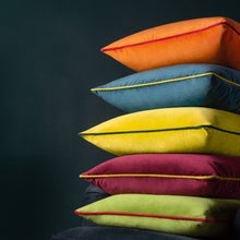 Load image into Gallery viewer, Meridian Velvet Cushion in Clementine & Hot Pink