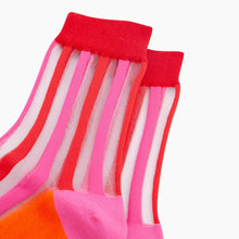 Load image into Gallery viewer, Stripe Sheer and Combed Cotton in Red/Orange