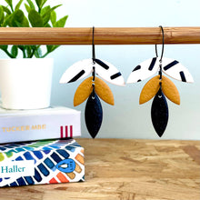 Load image into Gallery viewer, Yellow Monochrome Sprinkles Petal Drop Hoop Earrings