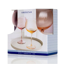 Load image into Gallery viewer, Set of 2 Pink/Peach Twist Gin Glasses