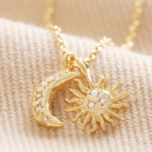Load image into Gallery viewer, Gold Sun and Moon Charm Necklace
