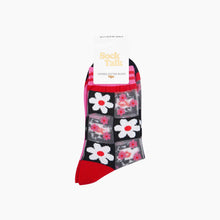 Load image into Gallery viewer, Daisy Checkerboard Combed Cotton Sheer Pop Socks in Pink