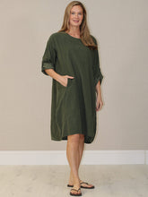 Load image into Gallery viewer, Forest Green Tabbed Sleeve Corduroy Dress