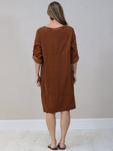 Load image into Gallery viewer, Rust Tabbed Sleeve Corduroy Dress