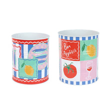 Load image into Gallery viewer, Food Icons Set of 2 Recyclable Storage Tins