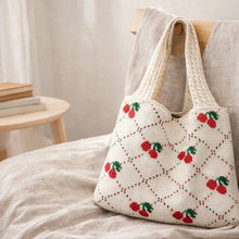 Load image into Gallery viewer, Cherry Picnic Knit Tote Bag