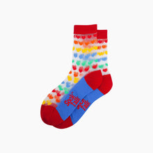 Load image into Gallery viewer, Rainbow Love Hearts Combed Cotton Sheer Pop Socks