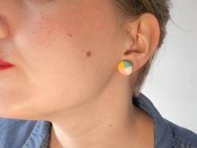 Load image into Gallery viewer, Geometric Harlequin Print Fabric Stud Earrings