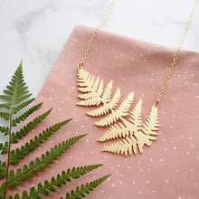 Load image into Gallery viewer, Gold Fern Statement Necklace