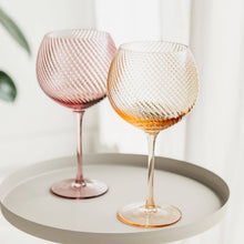 Load image into Gallery viewer, Set of 2 Pink/Peach Twist Gin Glasses